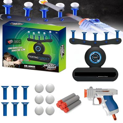 Glow-in-The-Dark Shooting Target Practice Shooting Toy Gun Set, Hover Shot Floating Target Game, Shooting Target Practice Toys, Air Powered Tube Ball Toy (White)
