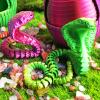 3D Printed Snake Eggs with 3D Printed Snake Inside, Cute Rotary Gear Eggs with 3D Printed Crystal Fidget Snake Animals Inside, Home Office Decor Executive Desk Crystal Cobra ToysYellow Green view 2