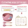 TYRY.HU Personalized Baby Bowl with Suction with Name, Baby Spoon and Fork with Name, Baby Led Weaning Supplies, Silicone Baby Feeding Set (Pink) view 2