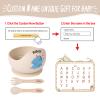 TYRY.HU Personalized Baby Bowl with Suction with Name, Baby Spoon and Fork with Name, Baby Led Weaning Supplies, Silicone Baby Feeding Set (Beige) view 2