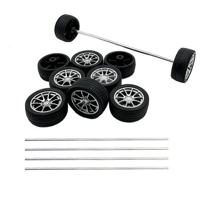 10PCS Toy Car Wheels 25mm Rubber Tire Wheels with Metal Shaft for RC Car Truck DIY Model Toy Wheel Replacement Accessories (2.5x25mm)