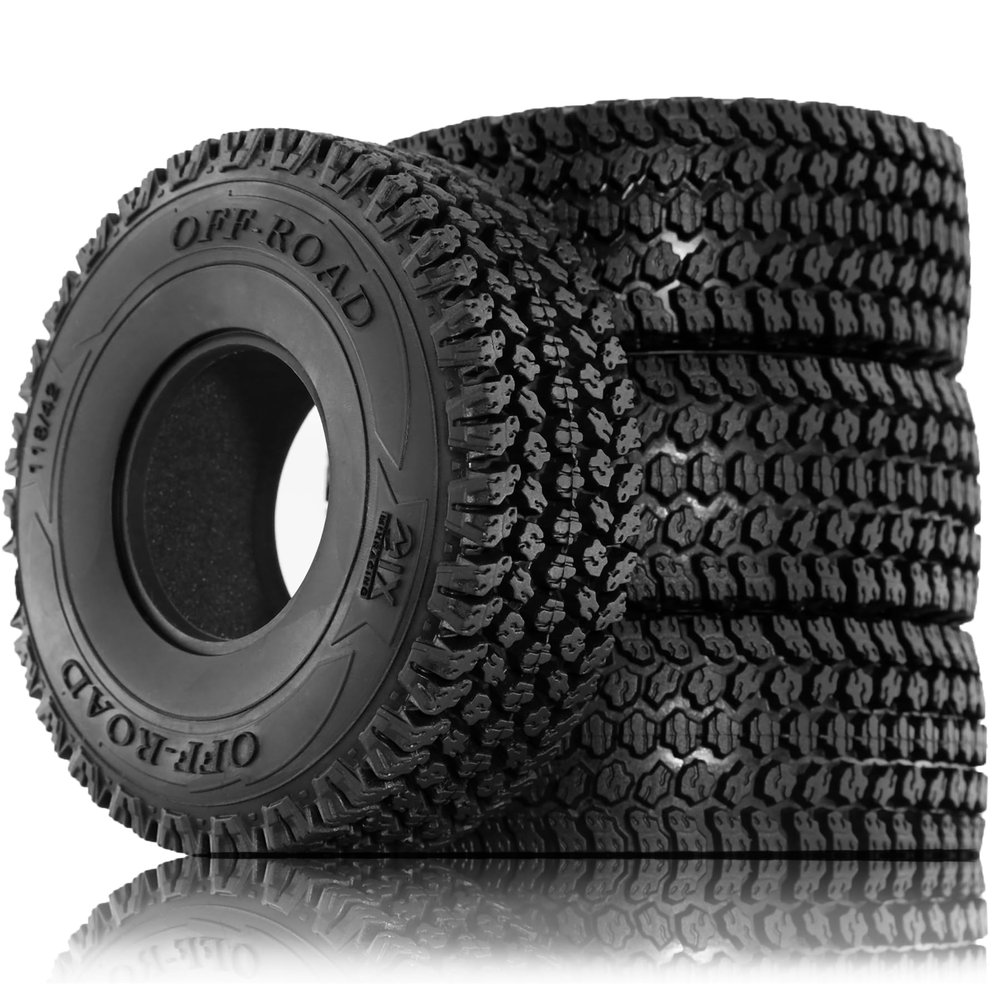 1.9 1/10 RC Crawler Tires 116mm OD Mud Terrain Tire Soft Rubber Tire with Foam Inner Tubes for Vehicles 1:10 RC Crawler Universal All-Terrain for Axial TRX4 6 SCX10 9004 SCX10 III%t051