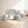 10 in 1 Toddler Slide Indoor Outdoor Playground Playset for Age 1-3 with Slide Basketball Hoop Telescope Climbing Ladder Crawl-Through Tunnel and Swing (Grey) view 1