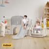 10 in 1 Toddler Slide Indoor Outdoor Playground Playset for Age 1-3 with Slide Basketball Hoop Telescope Climbing Ladder Crawl-Through Tunnel and Swing (Grey) view 3
