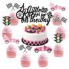 13Pcs Race Car Cake and Cupcake Toppers, A Little Racer Is on the Way Cake Decoration Racing Car Flag Traffic Light Cupcake Picks for Girls Let's Go Racing Sports Theme Baby Shower Supplies view 1