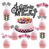 13Pcs Race Car Cake and Cupcake Toppers, A Little Racer Is on the Way Cake Decoration Racing Car Flag Traffic Light Cupcake Picks for Girls Let's Go Racing Sports Theme Baby Shower Supplies view 4