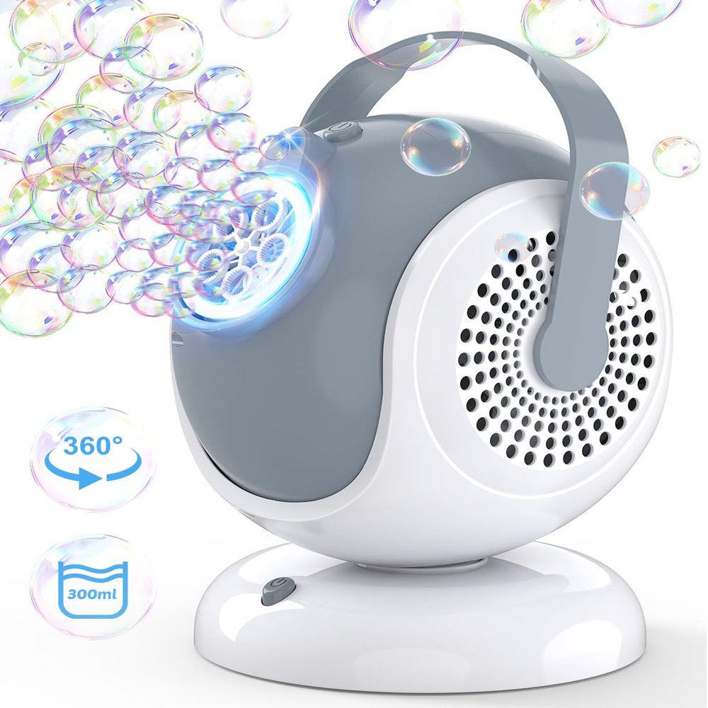 Joyfuture Bubble Machine - Automatic Bubbles Blower for Kids, Toddlers - 360 Rotation & 75 Adjustment, Bubble Toys with LED Light - Gifts for Boys, Girls, Halloween, Outdoor, Birthday, Party