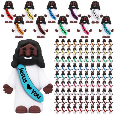 Bememo 100 Pcs Mini Black Jesus Little Black Jesus Tiny Jesus Bulk to Hide and Seek Religious Party Favors Sunday School Gifts