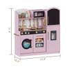 Treocho Play Kitchen for Kids, Wooden Toddler Kitchen Set with Storage, Modern Design Toy Kitchen with Faucet&Sink, Stove, Chalkboard, Icemaker and Various Accessories for Kids Ages 3+, Pink view 2
