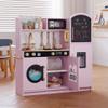 Treocho Play Kitchen for Kids, Wooden Toddler Kitchen Set with Storage, Modern Design Toy Kitchen with Faucet&Sink, Stove, Chalkboard, Icemaker and Various Accessories for Kids Ages 3+, Pink view 4