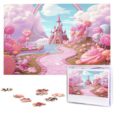 1000PCS Jigsaw Puzzle for Adults Personalized Picture Puzzle Pink Candy Land Customized Wooden Puzzle for Family, Birthday, Wedding, Game Nights Gifts Animal Puzzle 29.5x19.7 inches