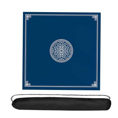 Mahjong Mat Anti Slip and Noise Reduction Cover Game Table Mat Square Playmat with Black Carrying Bag for Playing(Blue 2,60X60cm/23.6X23.6)