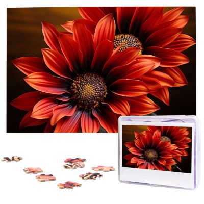 1000PCS Jigsaw Puzzle for Adults Personalized Picture Puzzle Red Sunflower Customized Wooden Puzzle for Family, Birthday, Wedding, Game Nights Gifts Animal Puzzle 29.5x19.7 inches