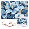 1000PCS Jigsaw Puzzle for Adults Personalized Picture Puzzle Blue Hibiscus Flower Customized Wooden Puzzle for Family, Birthday, Wedding, Game Nights Gifts Animal Puzzle 29.5x19.7 inches view 1