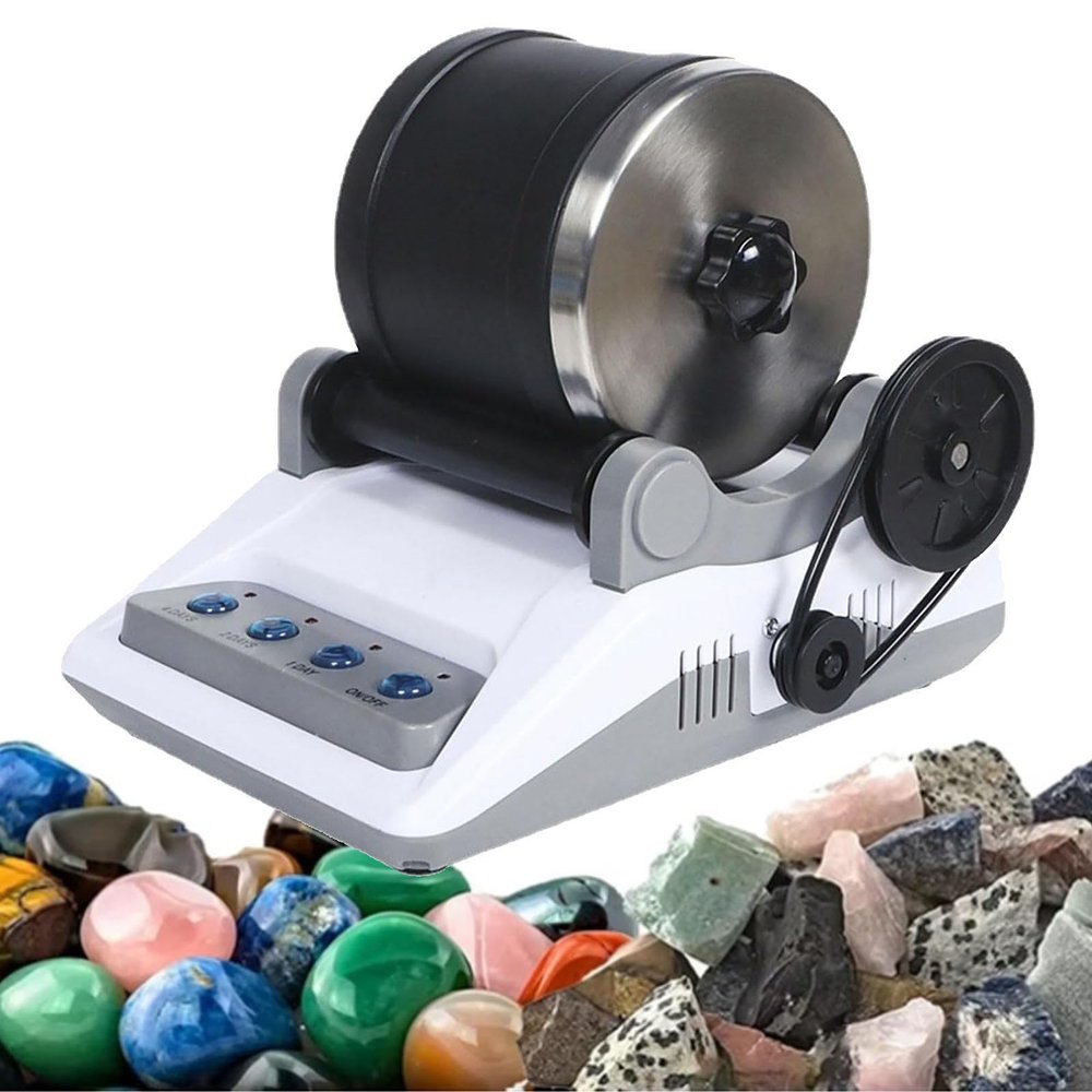 HEAXIY Rock Tumbler Polisher Kit, Professional Rock Tumbler Kit, Electric Gem Grinder with Timmer Buttons, DIY Stone Polisher for Kids All Ages