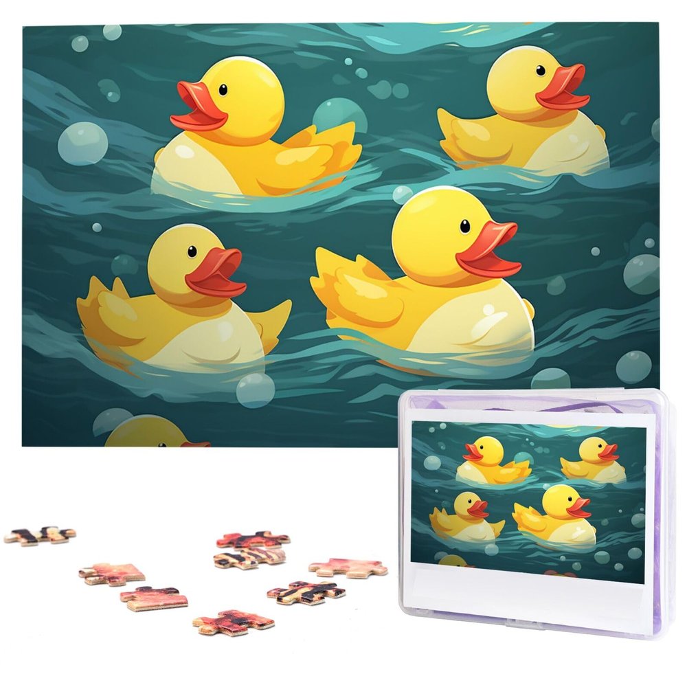 1000PCS Jigsaw Puzzle for Adults Personalized Picture Puzzle Rubber Ducks Customized Wooden Puzzle for Family, Birthday, Wedding, Game Nights Gifts Animal Puzzle 29.5x19.7 inches