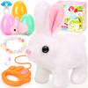 CatchCute Hopping Plush Bunny Easter Interactive Toys for Kids,Can Wagging Tail and Twitching Nose with Remote Control Leash,Easter Eggs and Decorations,Easter Christmas Birthday Gift for Toddlers view 1