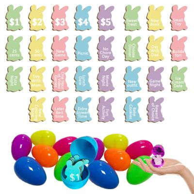 60Pcs Easter Egg Tokens Set,30pcs Bunny Shape Wooden Easter Eggs Fillers with 30pcs Plastic Colorful Easter Egg,Easter Egg Tokens,Easter Party Favors Easter Gift for Easter Basket Stuffers Gifts