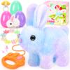 CatchCute Plush Bunny Easter Toys for Kids,Interactive Bunny with Sounds,Can Walk and Wag Tail with Remote Control Leash,Easter Eggs with Surprise,Easter Birthday Gift for Toddlers view 1