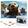 1000PCS Jigsaw Puzzle for Adults Personalized Picture Puzzle Lovely Sea Otter Print Customized Wooden Puzzle for Family, Birthday, Wedding, Game Nights Gifts Animal Puzzle 29.5x19.7 inches view 1