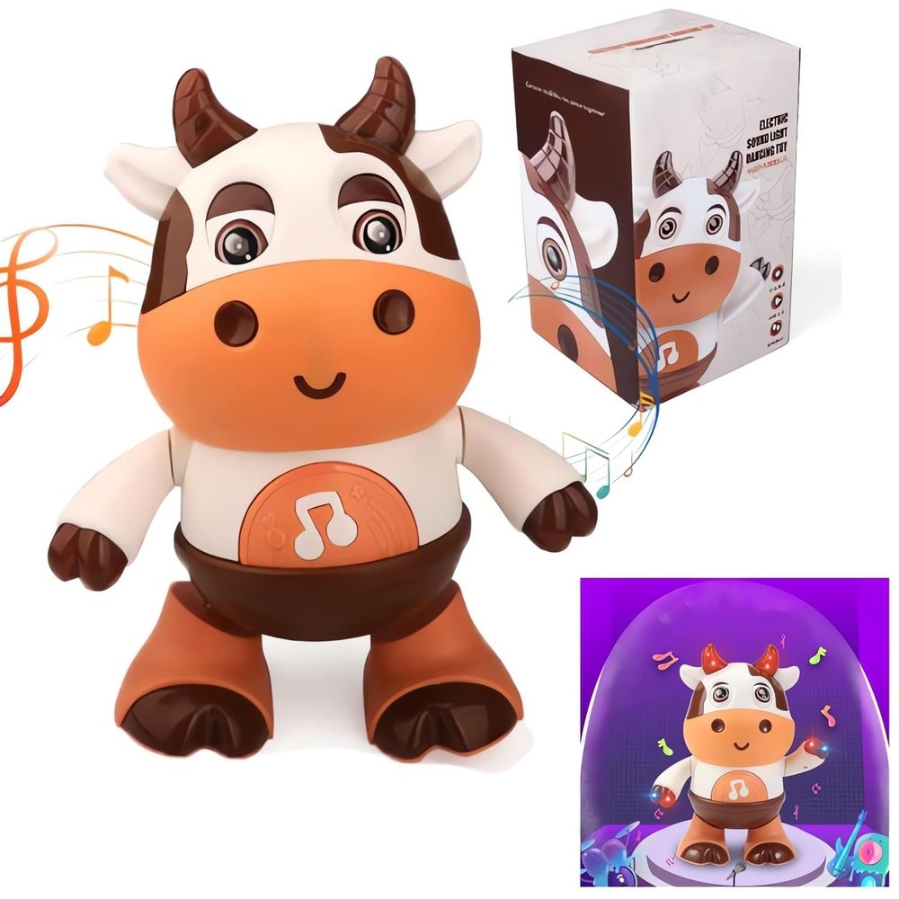 Baby Cow Musical Toys - 2025 New Musical Cow Toy, Baby Preschool Educational Learning Toy with led Lights & Music, Dancing and Singing Musical Cow Toy for 3+ Months Old Baby Toddler (Color A)