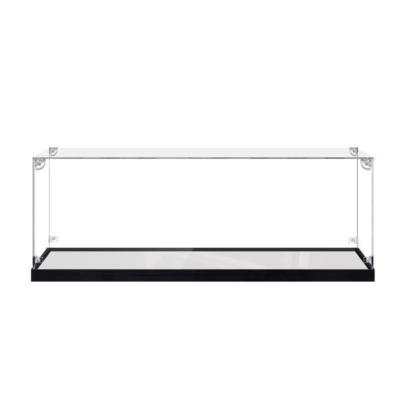 2cm high Brushed Black Bottom Mirror Display Box, Art countertop Display Box, Model dust Box, Sculpture Collection Box, Exquisite high-end Transparent Box,