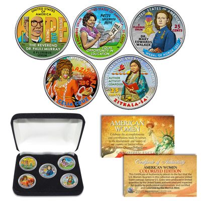 2024 Colorized American Women Quarters US Mint 5-Coin Full Set in Capsules with Display Box