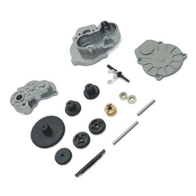 HLSONHENGM Metal Upgraded Dual Speed Transmission for FMS 1/24 FCX24 for Xiaoqi FCX18 Crusher K5 RC Car Parts(Dark Grey)