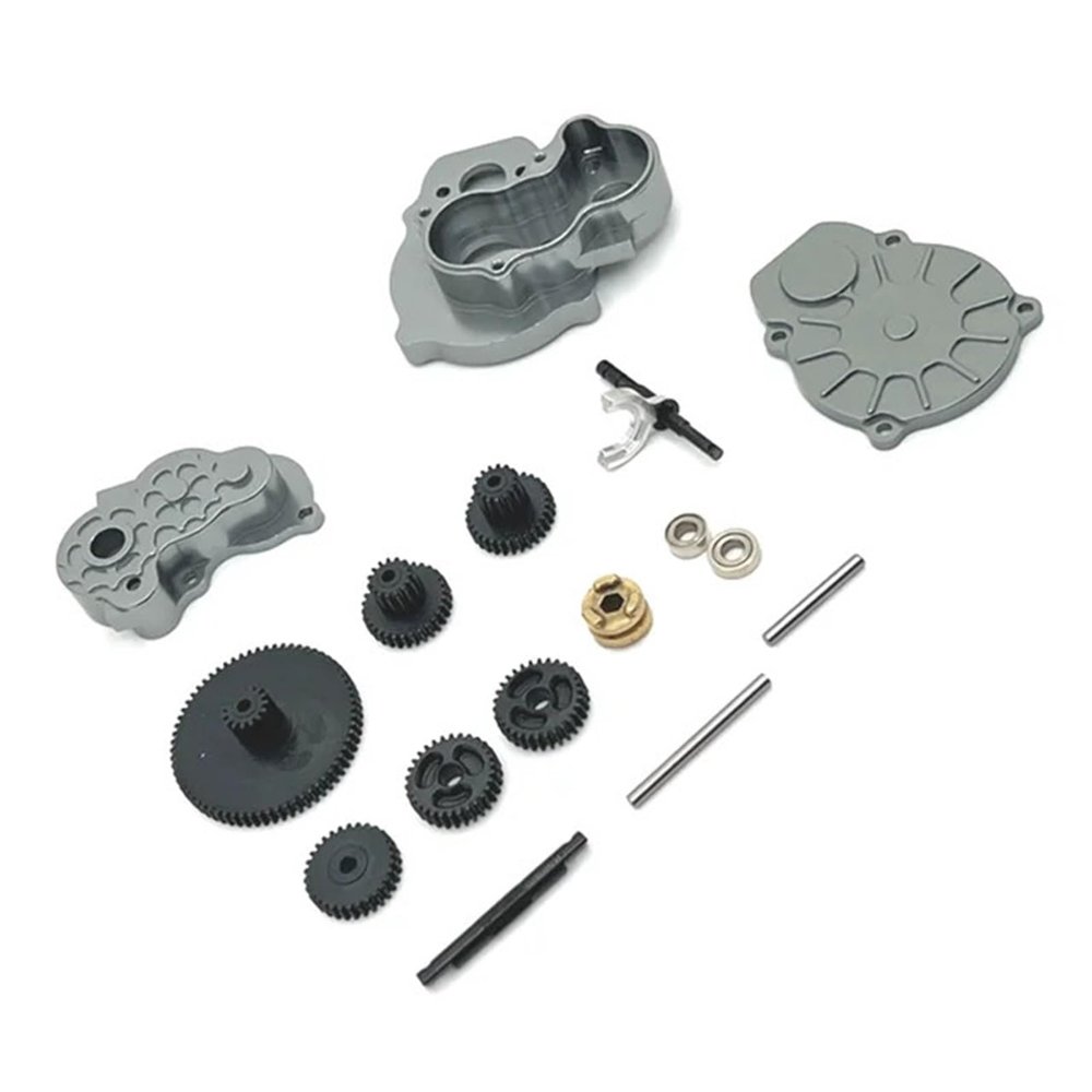 HLSONHENGM Metal Upgraded Dual Speed Transmission for FMS 1/24 FCX24 for Xiaoqi FCX18 Crusher K5 RC Car Parts(Dark Grey)
