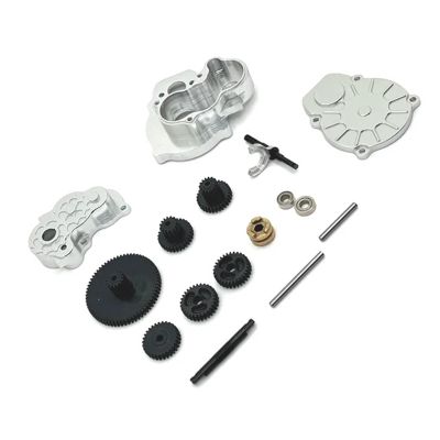 HLSONHENGM Metal Upgraded Dual Speed Transmission for FMS 1/24 FCX24 for Xiaoqi FCX18 Crusher K5 RC Car Parts(Silver)