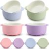 Domensi 4 Sets Kids Porcelain Bowls with Suction Sleeves Toddler Suction Bowl Upgrade Durable Microwave Dishwasher Safe Cereal Soup Snack Dishes for Baby Children Feeding Supplies (Macaron Colors) view 1