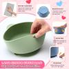 Domensi 4 Sets Kids Porcelain Bowls with Suction Sleeves Toddler Suction Bowl Upgrade Durable Microwave Dishwasher Safe Cereal Soup Snack Dishes for Baby Children Feeding Supplies (Macaron Colors) view 3