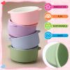 Domensi 4 Sets Kids Porcelain Bowls with Suction Sleeves Toddler Suction Bowl Upgrade Durable Microwave Dishwasher Safe Cereal Soup Snack Dishes for Baby Children Feeding Supplies (Macaron Colors) view 4