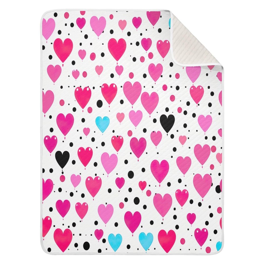 KJIZMO Cotton Soft Cozy Throw Blanket Nursery Swaddle Receiving Blankets for Toddler Bed 30" x 40 - Love Heart