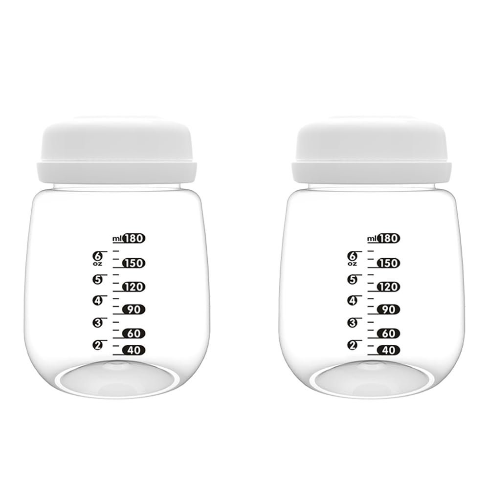 2pcs Breast Pump Collection Bottles for Spectra S2 S1 9 Plus Motif Luna Breast Pumps, 6.oz 180ml Reusable Wide Neck Bottles with Collar and Sealing Disc, Replace for Spectra Bottle