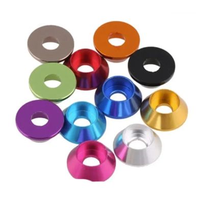 Generic 10-50pcs/lot Cap Head Aluminum Washer m2 m2.5 M3 M4 M5 M6 M8 Corlorful Aluminum Alloy Cone Gasket Washer for RC Parts(M8 50pcs,Orange)
