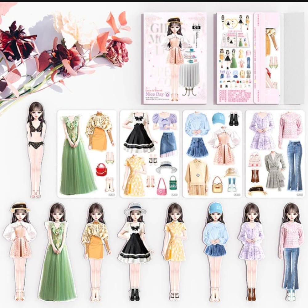 Yilia Magnetic Princess Dress Up Paper Doll, 2025 New Paper Dolls Magnetic Dress Up Dolls for Girls Ages 4-7, Pretend Play Toys Magnet People Clothes Game for Girls Imagine Set Birthday Gift (B Set)