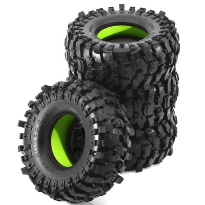 118mm 1.9 inch RC Crawler Tires and 4 Pcs Weighted Silicone liner For most 1/10 Crawler car TRX-4 Axial SCX10 90046 SCX10 III VS4-10 Tamiya CC01 D90 D110%t055 (Green)