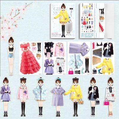 Yilia Magnetic Princess Dress Up Paper Doll, 2025 New Paper Dolls Magnetic Dress Up Dolls for Girls Ages 4-7, Pretend Play Toys Magnet People Clothes Game for Girls Imagine Set Birthday Gift (H Set)