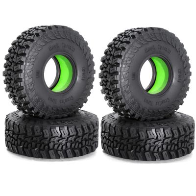 120mm 1.9 RC Crawler Tires 1/10 Fits most 1/10 RC Crawler cars such as SCX10 III TRX4 90046 R197 (Silicone Sponge Dark Green)