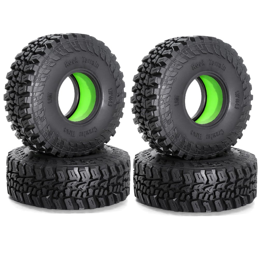 120mm 1.9 RC Crawler Tires 1/10 Fits most 1/10 RC Crawler cars such as SCX10 III TRX4 90046 R197 (Silicone Sponge Dark Green)