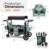 Sekey Wagon Stroller for 2 Kids, Luxury 4-in-1 Stroller Wagon - Premium Quality with Convertible Seats, Adjustable Push Handles, Removable Canopy, Snack Tray & Cooler, US Certified. Green view 2