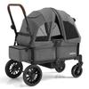 INFANS Wagon Stroller for 2 Kids, Collapsible Adjustable Push Pull Handle Bar, 2 Seater Stroller Wagon with Removable Canopy Snack Tray, Comfortable Drop-Down footwell and Upholstered Seats view 1