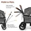 INFANS Wagon Stroller for 2 Kids, Collapsible Adjustable Push Pull Handle Bar, 2 Seater Stroller Wagon with Removable Canopy Snack Tray, Comfortable Drop-Down footwell and Upholstered Seats view 3