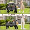INFANS Wagon Stroller for 2 Kids, Collapsible Adjustable Push Pull Handle Bar, 2 Seater Stroller Wagon with Removable Canopy Snack Tray, Comfortable Drop-Down footwell and Upholstered Seats view 4