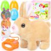 CatchCute Easter Plush Bunny Toys for Kids,Interactive Bunny with Sounds,Can Walk,Wag Tail and Twitch Nose with Remote Control Leash,Easter Eggs with Pull Back Cars,Easter Birthday Gift for Toddlers view 1