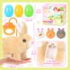 CatchCute Easter Plush Bunny Toys for Kids,Interactive Bunny with Sounds,Can Walk,Wag Tail and Twitch Nose with Remote Control Leash,Easter Eggs with Pull Back Cars,Easter Birthday Gift for Toddlers view 2