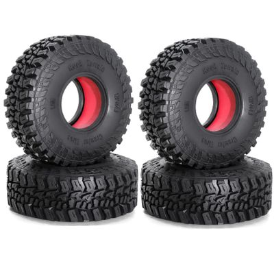 120mm 1.9 RC Crawler Tires 1/10 Fits most 1/10 RC Crawler cars such as SCX10 III TRX4 90046 R197 (Silicone Sponge red)