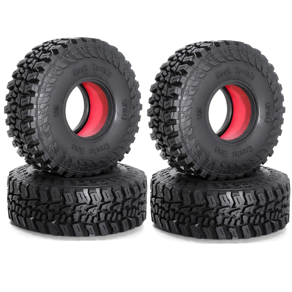 120mm 1.9 RC Crawler Tires 1/10 Fits most 1/10 RC Crawler cars such as SCX10 III TRX4 90046 R197 (Silicone Sponge red)