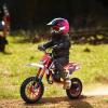 50cc Kids Dirt Bike, 2-Stroke Gas Dirt Bike for Kids, Beach Off Road Gas Mini Motorcycle, Children Mini Dirt Bike, Gas Power Motocross Bike with Front/Rear Dual Disc Brakes, Speed Up to 40KM/H Red view 4